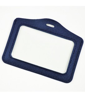 Porte badge simili cuir : coloris bleu marine - 123 Tours de cou